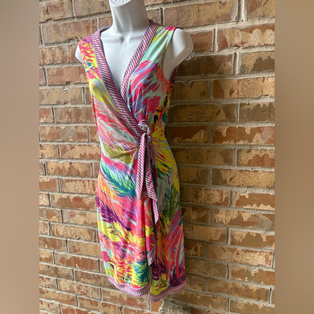 BCBGMAXAZRIA Colorful Wrap Dress SIZE XXS - Picture 4 of 9